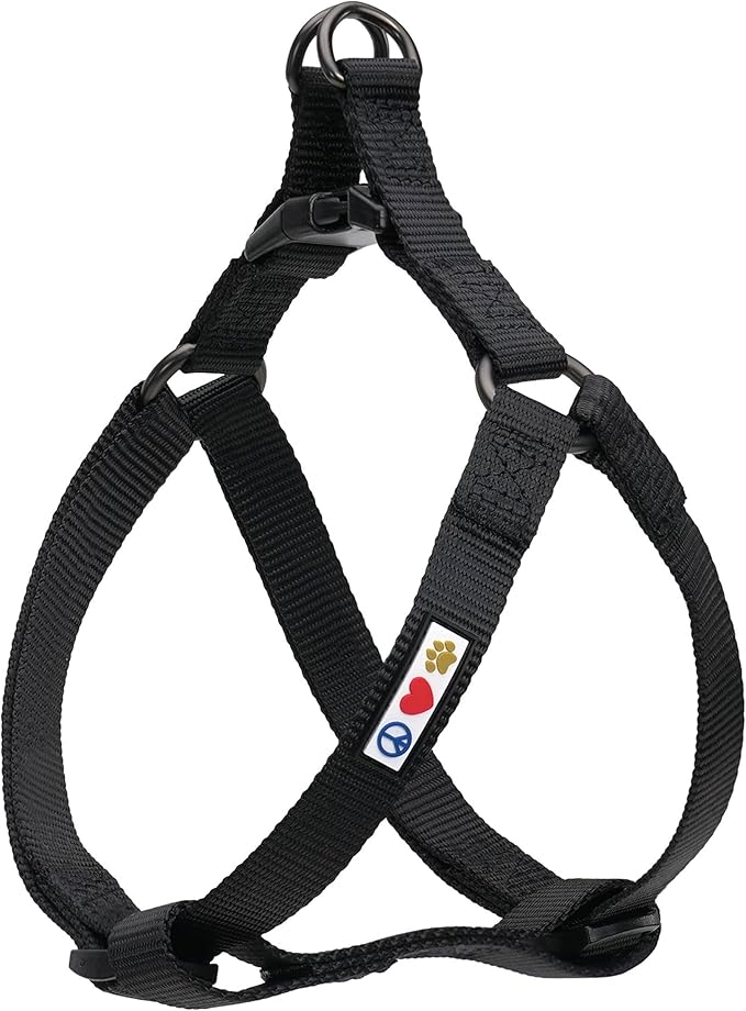 Pawtitas Solid Step-in Dog Harness – Adjustable No-Pull Vest for Puppies to Seniors, Safe & Comfortable M Black
