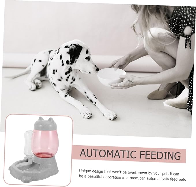 Automatic Pet Feeder Water Dispenser for Cats and Dogs Durable -Skid Design Easy to Clean Feeding Bowl for Kittens and Puppies Grey