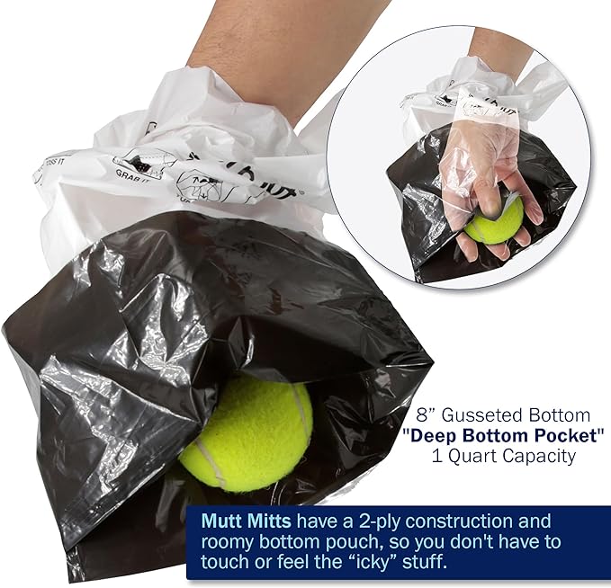 Mutt Mitt® 2-Ply Dog Waste Bags with Thick 2 Mil Mitten - No more "yuck" or "warm handshake" - New Listing, Same 400 White & Black Dog Waste Bags on 4 Station Headers