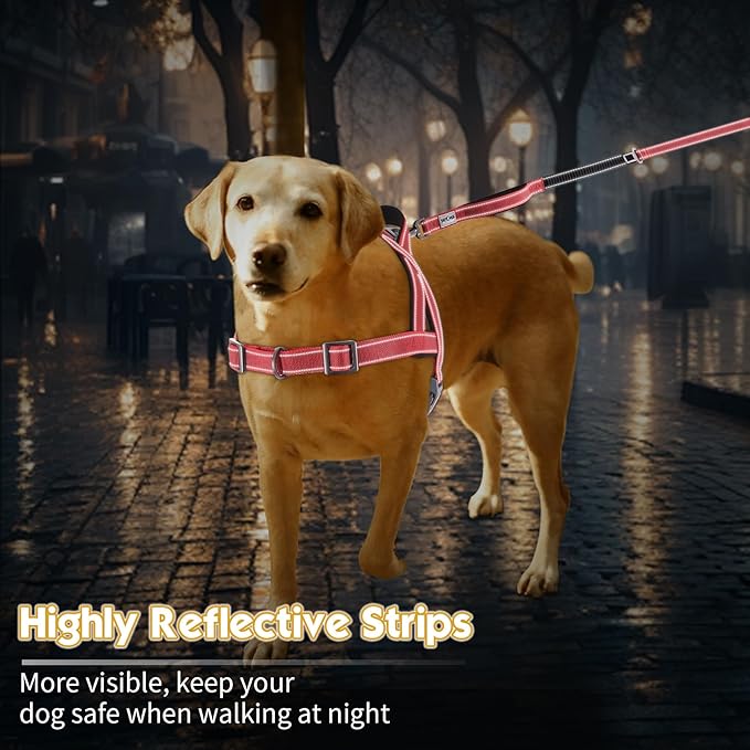 No Pull Dog Harness, Reflective Puppy Harness with Soft Padded Handle, Escape Proof/Quick Fit Adjustable Pet Harness for Small Medium Large Dogs, Easy for Training Walking (Red, M)