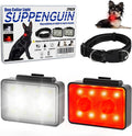 Rechargeable Dog Collar Lights, SUPPENGUIN 3+4 Modes Dog Lights Clip on for Night Walking, Night time, Portable, IP44 Waterproof (Black, 2 Pack)