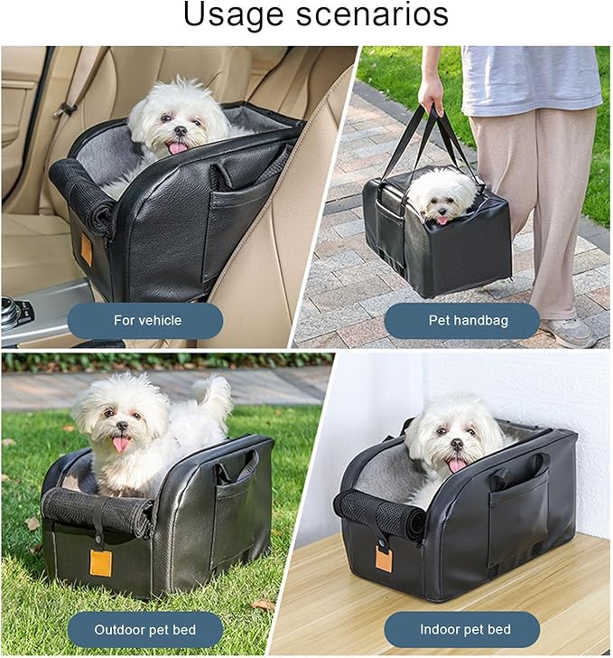 Console Dog Car Seat Breathable Soft Portable Enhanced Safety Pet Booster Seat for Small Dogs Center Console Travel Lightweight Polyester Fabric 16.54 x 10.83 Inches