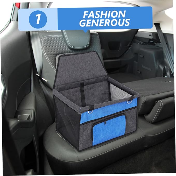 Pet Dog Cat Seat for Vehicle Breathable Car Travel Cushion with Front Pocket Comfortable Pet Car Seat for Dogs and Cats Grey Design
