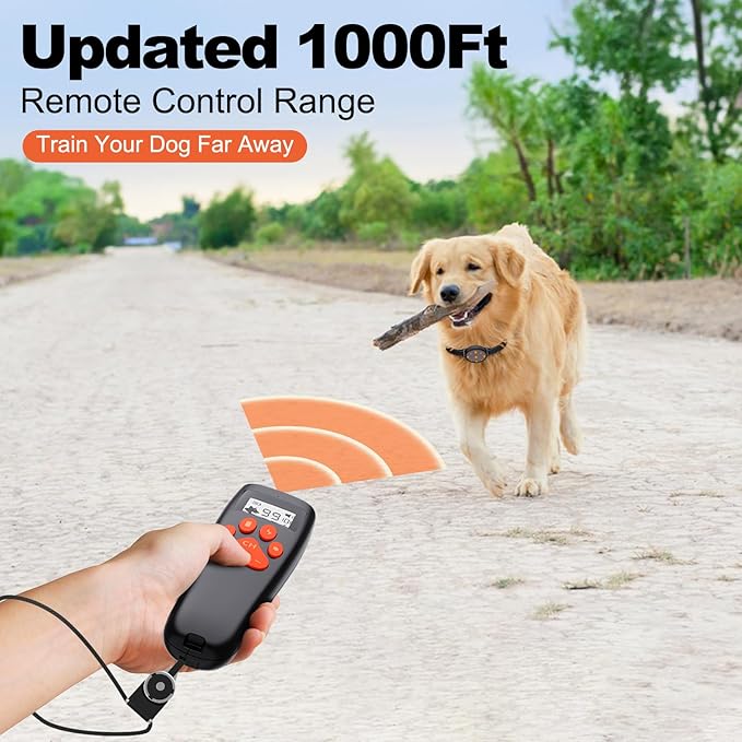Shock Collar, Rechargeable Electric Dog Training Collar, 1000Ft Remote Range Dog Training Collar with Beep Vibration and Shock, for Small Medium Large Dogs (Red) (1-2) (1&1Orange)