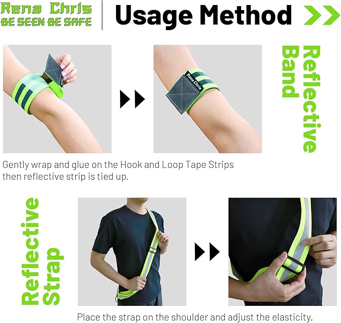 Rena Chris Reflective Running Gear, Reflective Sash, Night Dog Walking Safety Gear, High Visibility Reflective Safety Running Belts for Women, Night Jogging Safety Gear Reflective Belt and Armband