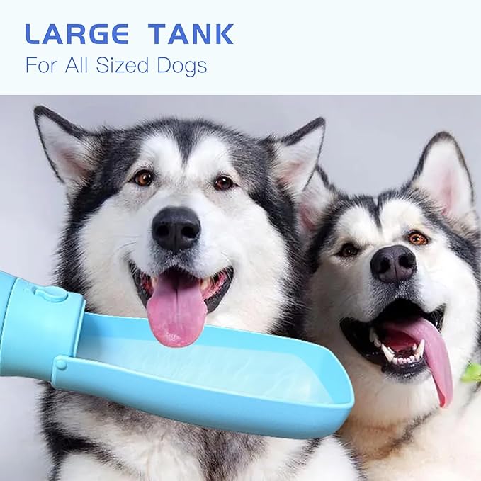 Dog Water Bottle Portable 19Oz - Food Grade Plastic & Leak Proof Puppy Travel Water Bowl Dispenser, Pet Accessories for Outdoor Walking Camping, Dogs Birthday Gifts (Blue)