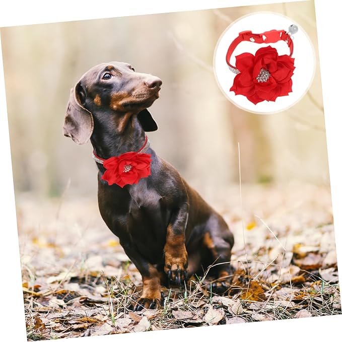 Yardwe Rhinestone Cat Necklace Adjustable Separating Pet Collar Bell Fashionable Comfortable for Daily Wear Parties Christmas Birthdays Weddings Photos