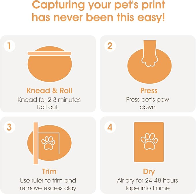 Pearhead Pet Pawprints Wall Picture Frame and Clay Impression Kit - DIY Clay Paw Print, Memorial Keepsake Frame for Cat and Dog, Ideal Home Decor Gift for Pet Owners, 4x6 Photo, Distressed White