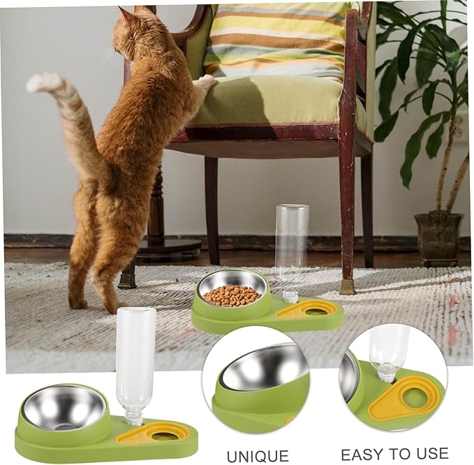 HANABASS Pet Food Bowl with Automatic Water Dispenser -fed Pet Feeder for Dogs Cats Non-tip Design Compact Capacity Storage for Easy Feeding and Hydration