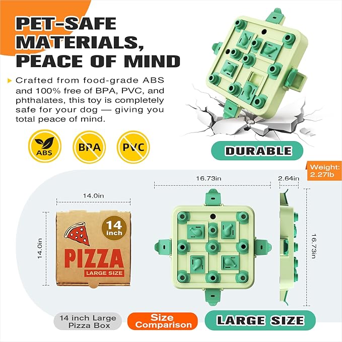 KADTC Dog Chess Puzzle Toy, Large Size, U.S. Brand & Design, 3 Levels of Step-by-Step Challenge for Smart Dogs Interactive Boredom Buster Mental Stimulation Enrichment Toys Puppy Treat Brain Puzzles