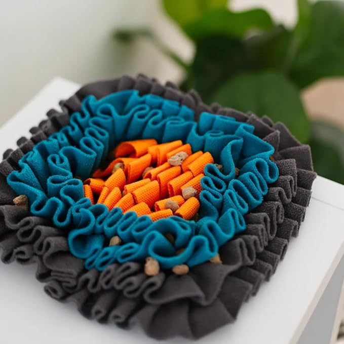 Messy Mutts Square Forage Mat with Suction Cups on Back for Stability | 11” x 11” Snuffle Mat Puzzle for Dogs | Stimulating Sniffing Interactive Puzzle for Dogs