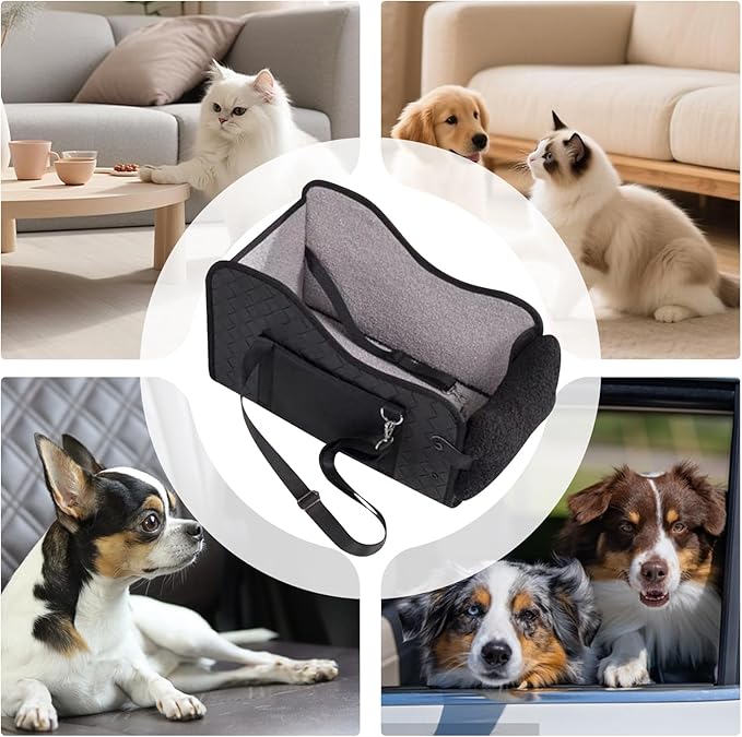 Portable Dog Car Seat, Pet Cushion Bed Carrier, Foldable Travel Accessory with Lightweight Build, Under 14lbs Puppy Seat for Car Stroller, Pet Bed with Soft Material, Travel Gear for Picnic and Truck