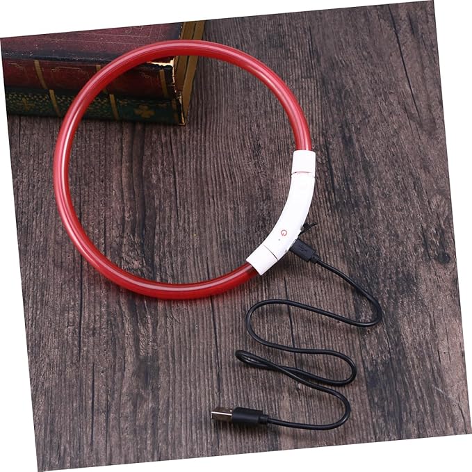 UPKOCH Led Dog Collar USB Rechargeable Light Glowing Pet Collar for Night Safety Red and Flexible Design for Enhanced Visibility