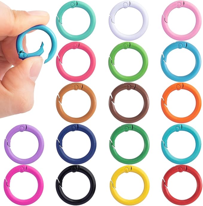 Spring O Rings,Round Spring Snap Keyring, Metal Carabiner Clips for Keychain Handbag Purse Dog