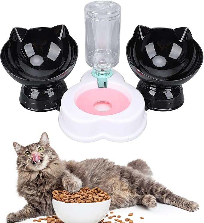Pet Feeder and Water Dispenser Set, Neck Guard Automatic Dog Feeder and Dog Water Dispenser for Small Dogs Cats Pets Animals (Style Two)