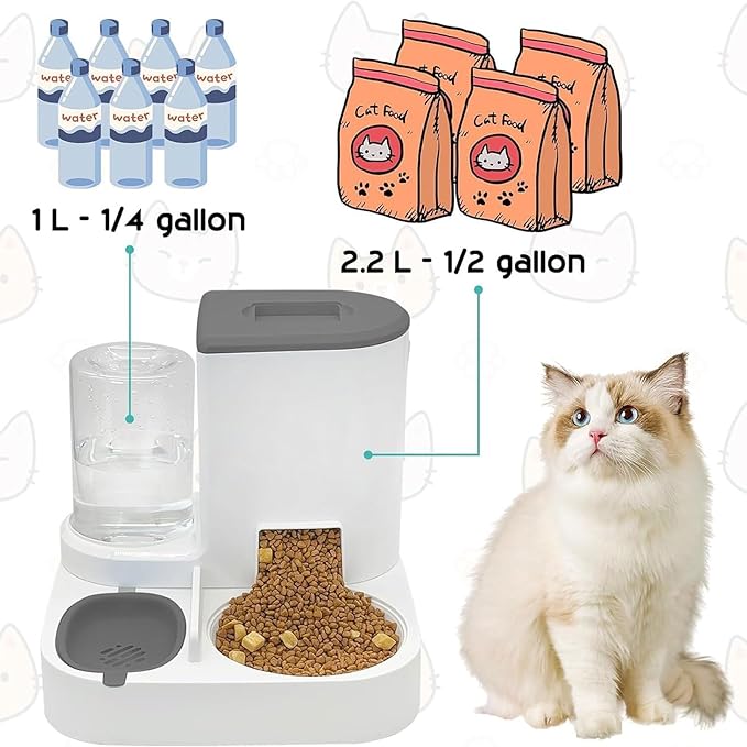 Pet Feeder 2-in-1 Automatic Pet Feeder Feeder and Waterer Pet Food Storage Removable and Easy to Clean Suitable Compatible with Small Dogs Cats Pets Supplies(Green)
