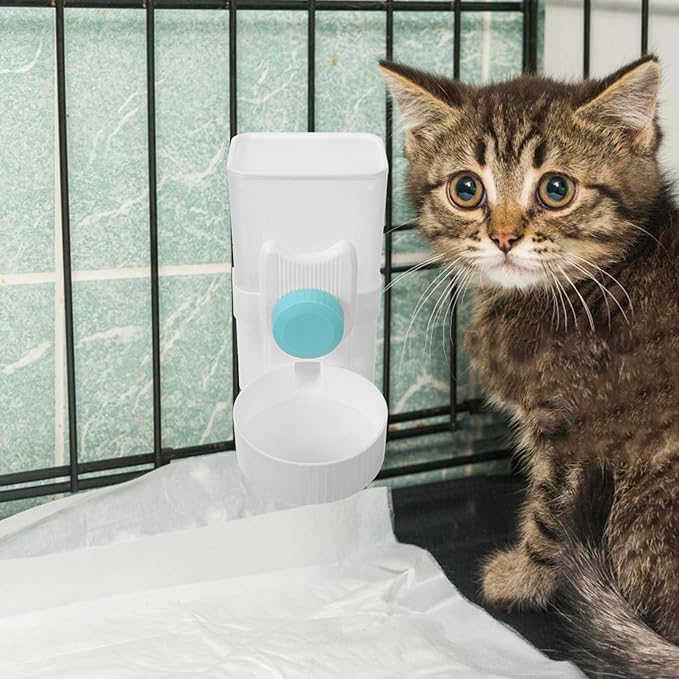 Kisangel Pet Cage Water Feeder Automatic Hanging Water Dispenser for Dogs Prevents Overflow for Cages with Wire Spacing