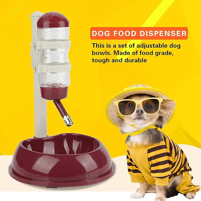 Adjustable No Drip Pet Water Dispenser - Portable Dog & Cat Water Bottle Stand (Brown)