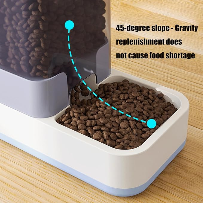 Automatic Refilling Pet Water Bowl and Food Dish Set with Stainless Steel Removable Tray Anti Tip Base for Small Animals Anti Spill Pet Food Bowl with Water Fountains
