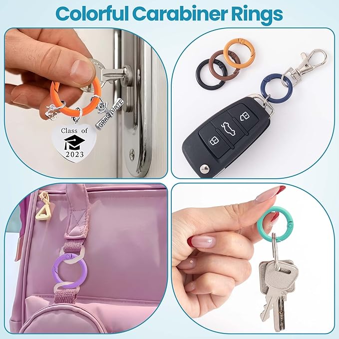 Spring O Rings,Round Spring Snap Keyring, Metal Carabiner Clips for Keychain Handbag Purse Dog