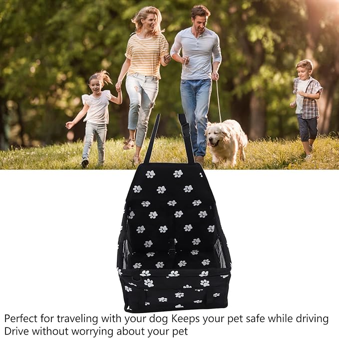 Pet Car Seat, Waterproof Breathable Slip Proof Safety Leash Design Dog Car Basket for Puppy Cat (Black)