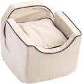 Snoozer Dog Car Seat: Lookout I Dog Booster Car Seat for Dogs Small 5-15 lbs, Pet Car Seat to Alleviate Car Sickness for Dogs, Included Harness Strap, Buckskin Removable Machine Washable Cover
