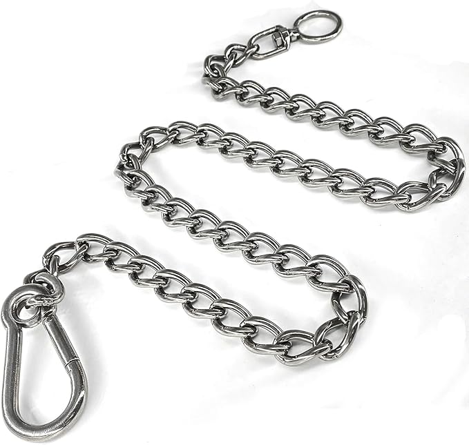Dog Chain Leash, 304 Stainless Steel Short Lead Metal Heavy Duty Chain DIY Double Dog Leashes Self-Assembly Leashes Extension&Coupler. (304 S/S 28in x 3.5mm)