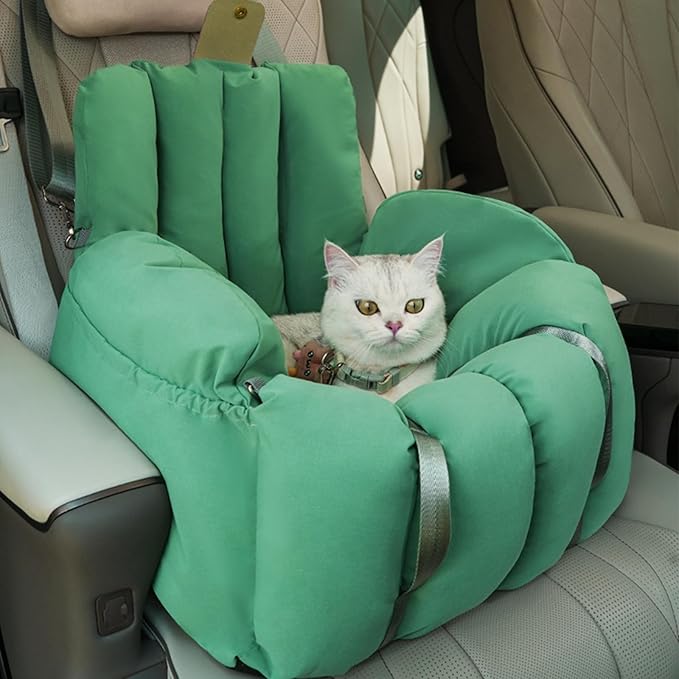 Pet Car Seat,Dog for Small Dogs Or Cats,Car-Mountable and Handheld 2-in-1 Portable Cat House,Small Pets Travel Carrier Bed with Anti-Escape Rope Dog(Color:Green)