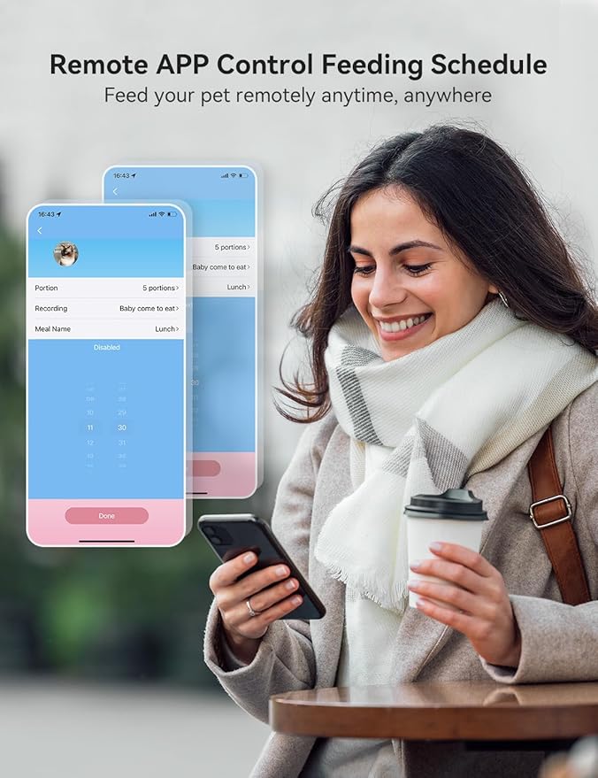 WOPET Automatic Dog Feeder with Camera,7L Smart WiFi Cat Feeder Dog Food Dispenser,6-Meal Pet Feeder HD Camera for Voice and Video Recording APP Control
