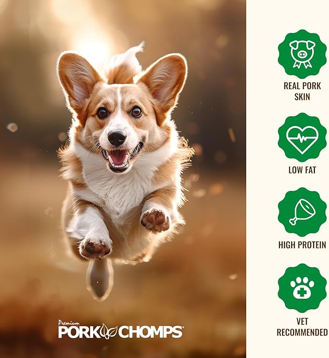 Pork Chomps Baked Pork Skin Dog Chews, 6-inch Twists, Real Sweet Potato Wrap, 4 Count