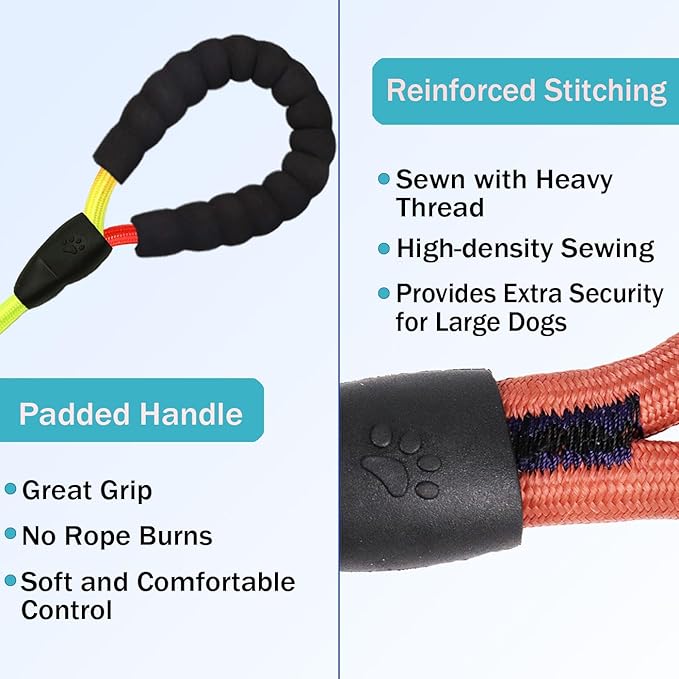 Heavy Duty 3 Dog Leash for Small Dogs No Tangle Detachable 360° Swivel Device with Padded Handle for Two/Three Pets