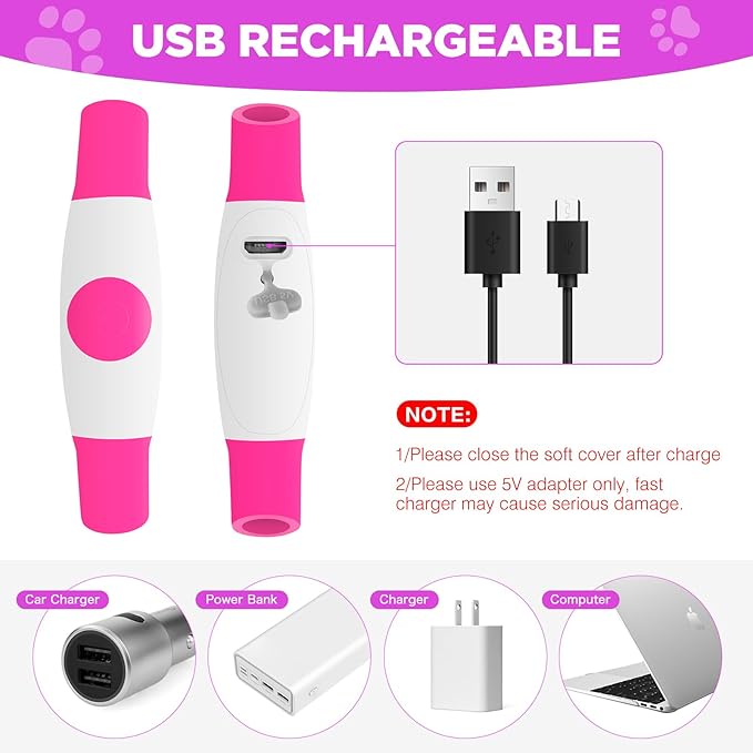 Higo 2 Pack Light Up Dog Collar, USB Rechargeable, Led Lighted, Glow in Dark, Fits Small, Medium, Large Dogs (Pink+Blue)