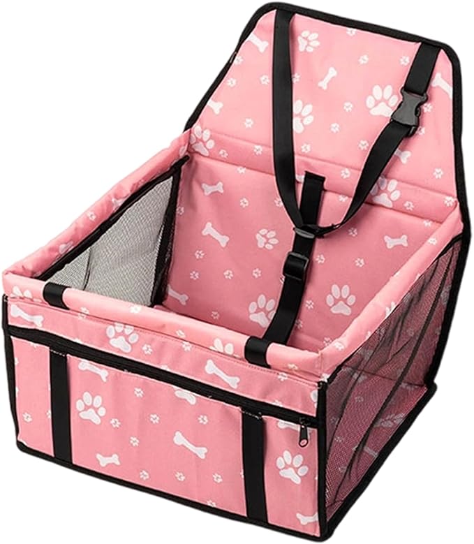 Dog Car Seat, Portable Booster Seat with Storage Pocket, Foldable Pet Travel Accessory, Puppy Carseat Organizer, Durable Safety Carrier, Versatile Solution for Road Trip Vet Visits Park SUV Truck Use