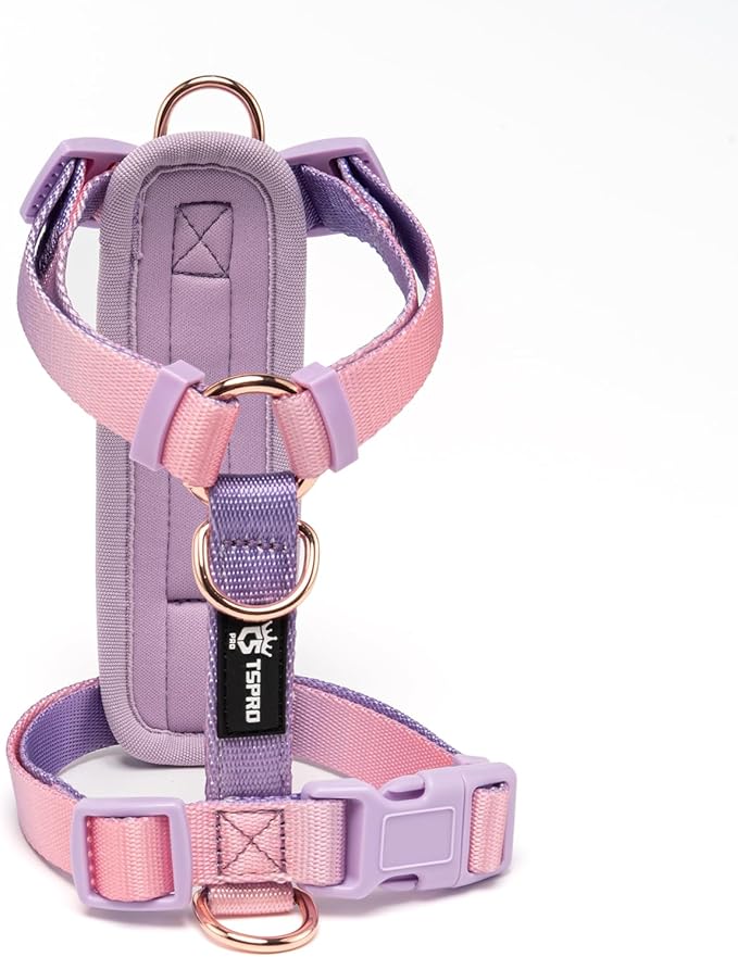 TSPRO Lightweight Dog Vest Harness Adjustable Harness Breathable Durable Quick Release Dog Harness for Medium Dog Walking (Pink-Purple Gradient, Size 3)