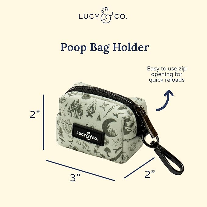 Lucy & Co. Dog Poop Bag Holder - Leak Proof Dispenser with Leash Attachment - Easy Refills - Hygienic Pet Poop Pickup- Green Outdoor Plaid