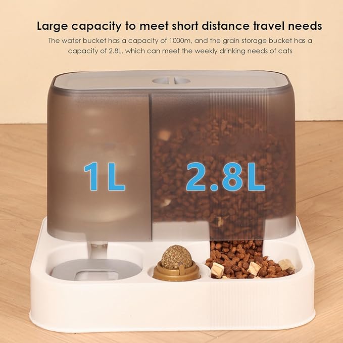 Automatic Cat Feeder, Cat Auto Feeder Dog Feeders, Cat Feeder Automatic, Automatic Dog Food Dispenser, Large Capacity Water Dispenser, Pet Food Dispenser, Food Bowl Pet Supplies (Gray)