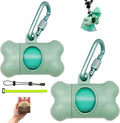 Dog Poop Pickup Bags Holder Dispenser with Standard-Sized Leak-Proof Scented Doggy Waste Bags and Carabiner with Safety Lock&Fastener Never Loose on Leash Lead Again (2 Holders 30 Bags, Blue)