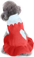 CHBORCHICEN Pet Dog Sweaters Classic Knitwear Turtleneck Winter Warm Puppy Clothing Cute Strawberry and Heart Doggie Sweater (M, Dress-Red2)