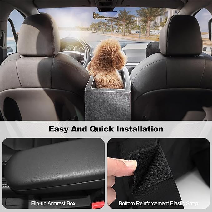Ergocar Pets Booster Seat for Car Front Seat Travel Carrier Cage Breathable Collapsible Soft Cute Washable Portable Small Dogs & Cats Pet Car Seat Puppy Car Seat Within 6kg-White
