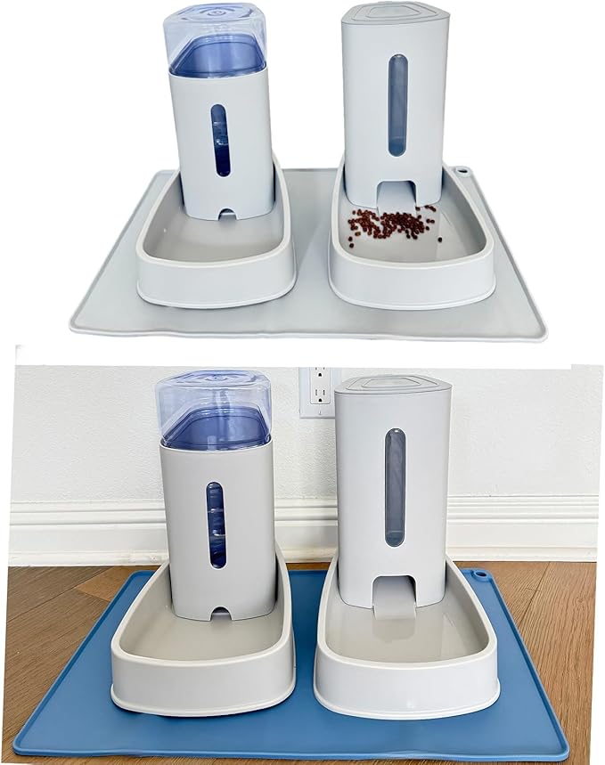 Automatic Dog Feeder and Cat Water Dispenser Set DogWater Bowl Dispenser for Cat Food Dispenser Automatic Water Dispenser for Dogs Cats Large Capacity Auto Refill Pet Feeder