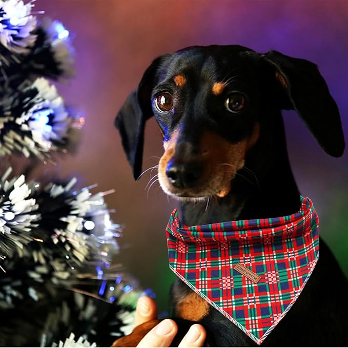 Elegant Little Tail Dog Bandana, Soft Washable Square Dog Scarf, Christmas Bandana, Adjustable Medium-Large Dogs