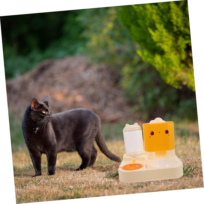 Automatic Cat Dog Feeder Double Bowls Water Dispenser Pet Food and Water Station Space-Saving Design Easy-Clean Material