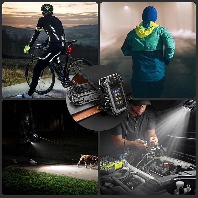 Clip on Flashlight, 8 Modes Running Light for Runners Rechargeable Safety Lights Portable COB Flashlight for Night Working, Running, Camping, Fishing, Hiking, Dog, Gift