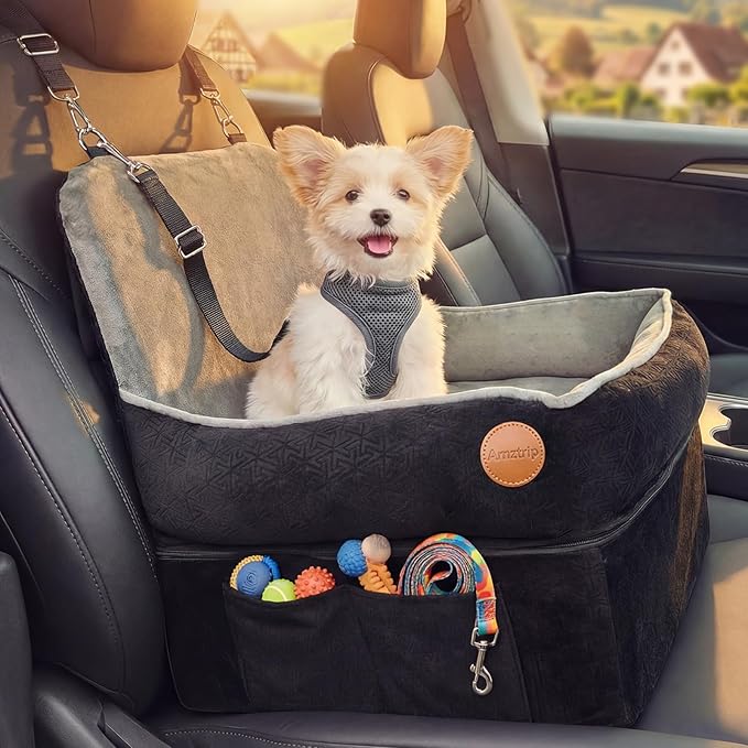 Elevated Dog Cat Car Safety Seat - Waterproof,Black