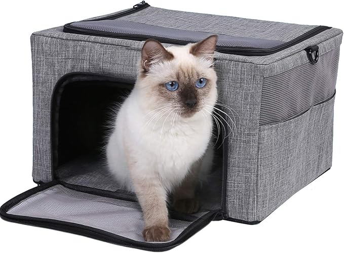 Car Pet Dog Cat Booster Seat,Collapsible Portable Dog Travel Car Seat & Carrier & Puppy Bag for Small Dogs Doggie Cats Up to 11LB with Clip-On Safety Belt Adjustable Strap Carry Bag