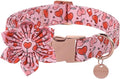 Valentine Dog Collar with Flower, Heart Flower Collar for Puppy Girl Boy Dog or Cat, Comfortable Dog Collar Flower with Durable Metal Buckle, Cute Pet Collar, M, Neck 13.5-22in