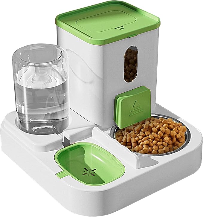 Pet Feeder and Water Dispenser Set – Automatic Dry Food Station with Electric Fountain | duals Bowl System for Cats Dogs Home Dorm Travel Hotel School Feeding Hydration Convenience