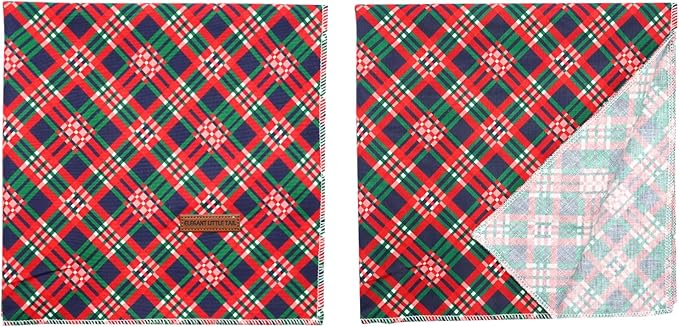 Elegant Little Tail Dog Bandana, Soft Washable Square Dog Scarf, Christmas Bandana, Adjustable Medium-Large Dogs
