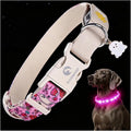 DOGWONG LED Dog Collar - Heavy Duty Light up Collars - Rechargeable Waterproof - Lighted Dog Collar for Night Walking, Hiking, Camping(Pink Ghost,L)