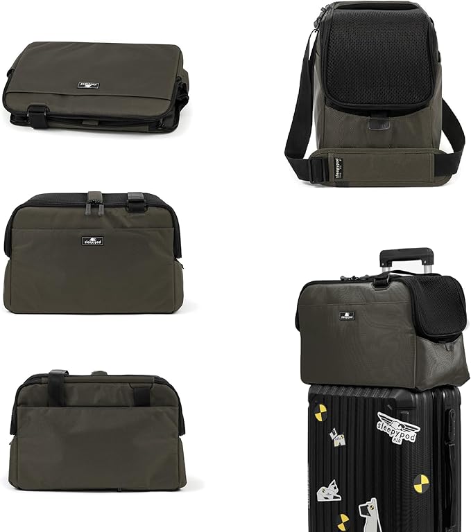 Sleepypod Atom - Airline Approved Pet Carrier and Crash-Tested Car Seat for Cats and Dogs up to 12 lbs (Olive Green)